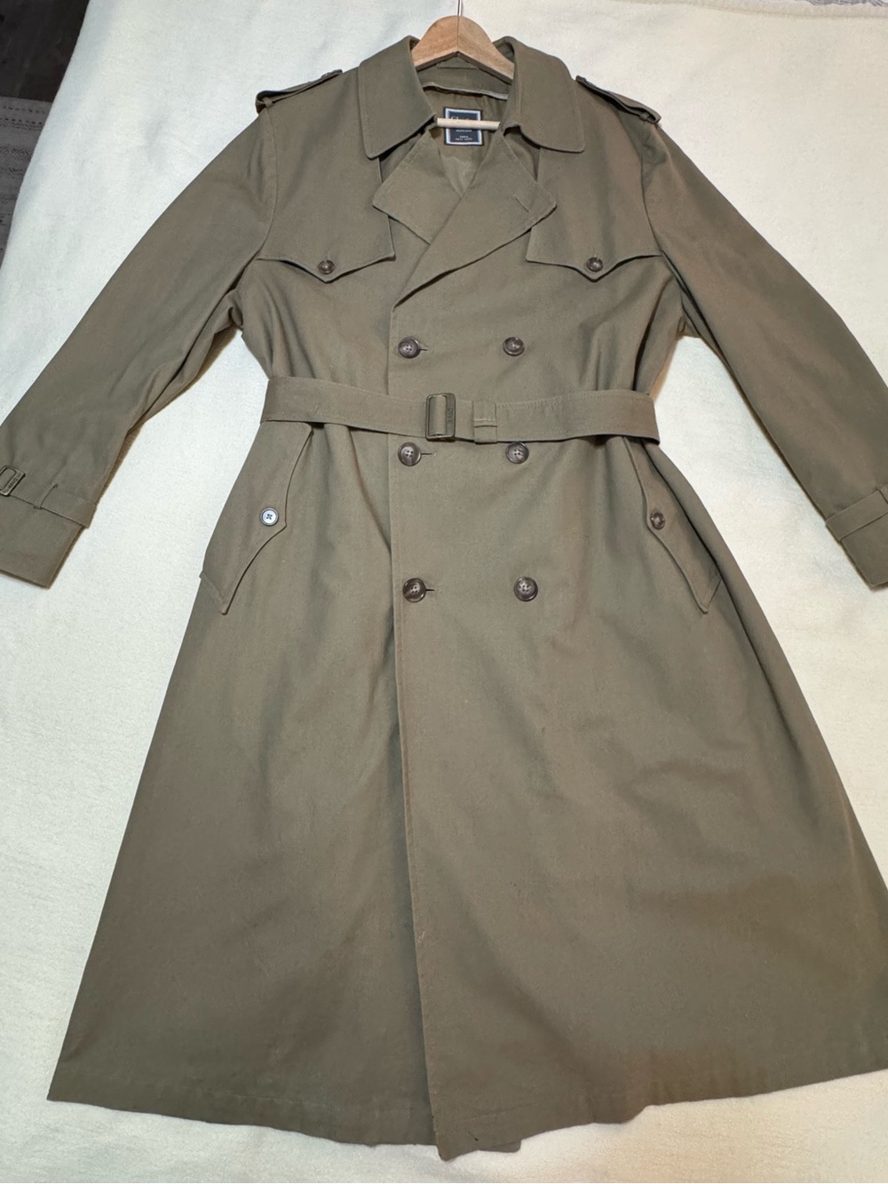 Vintage Christian Dior Men's 100% Cotton Trench Coat 44R removable wool insert